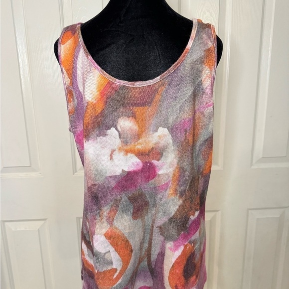 Robert Kitchen Tank Top Canada XX Large Sleeveless Floral Watercolor Knit Shirt - Picture 4 of 6